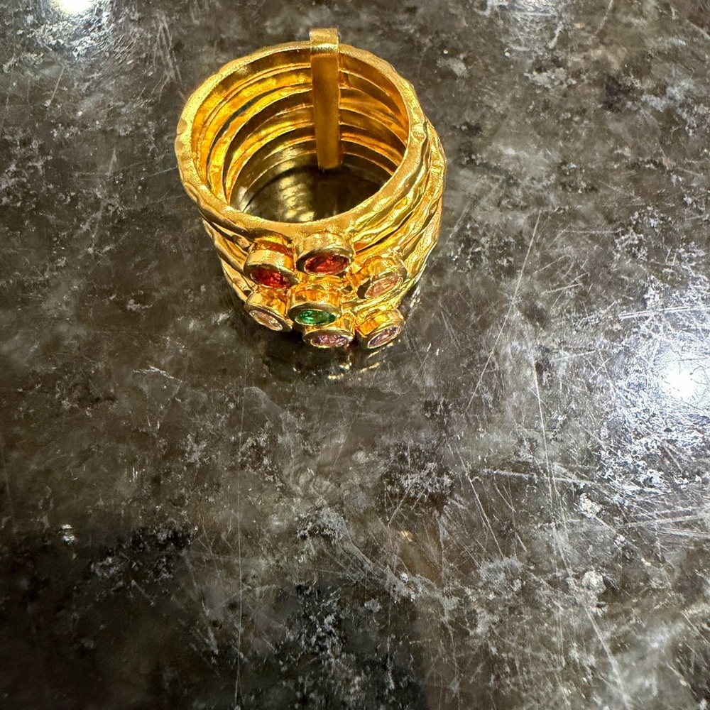 Vibrant Gold Multi-Stone Ring Set - Picture 5 of 5